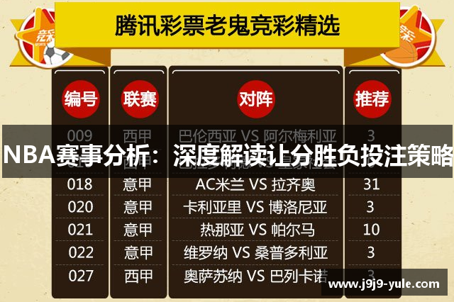 NBA赛事分析：深度解读让分胜负投注策略